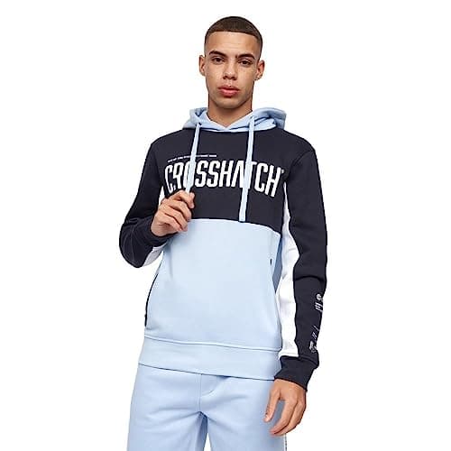 Image of Crosshatch - Mens Everyday Essential Sweatshirt - Compounds Hoodies(S/Navy/Light Blue)