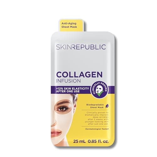 Image of Skin Republic Collagen & Vitamin E Infusion Sheet Mask | Helps with Fine Lines & Wrinkles | For Younger-looking Skin | Made in Korea (Pack of 1)