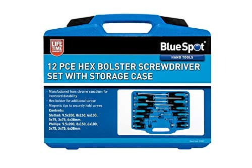 Image of BlueSpot 12PCE Hex Bolster Screwdriver Set with Storage Case