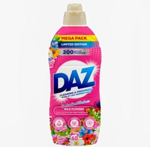 Image of Cleaning & Freshness Wild Flowers Daz, Laundry Detergent, Mega Pack, Limited Edition, 60 Washes, 900ml, pack of 2