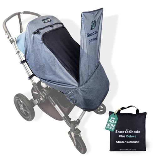 Image of SnoozeShade Plus Deluxe Buggy and Pushchair Sun Shade Breathable Blackout Pram Canopy Blocks 97% UV Baby Sleep Aid for Strollers and Joggers Silver Mesh
