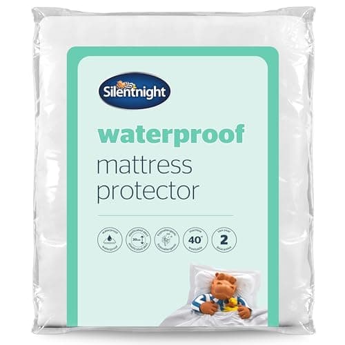 Image of Silentnight Waterproof Mattress Protector King - Quiet Rustle Free Waterproof Resistant Sheet Moisture Proof Mattress Pad Cover - Machine Washable and Hypoallergenic - King
