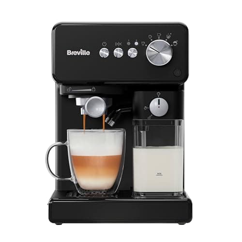 Image of Breville Prima Latte One-Touch Espresso Maker | Auto Milk Frother | Coffee Machine for CappuccinosLattes & More | 15 Bar Italian Pump | Black | VCF183