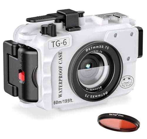 Image of Sea frogs Underwater Camera Housing Compatible with Olympus TG-6 with Red Filter IPX8 60 m / 196 ft Maximum Diving Depth Waterproof Camera Housing for Diving, Surfing, Rowing (White)