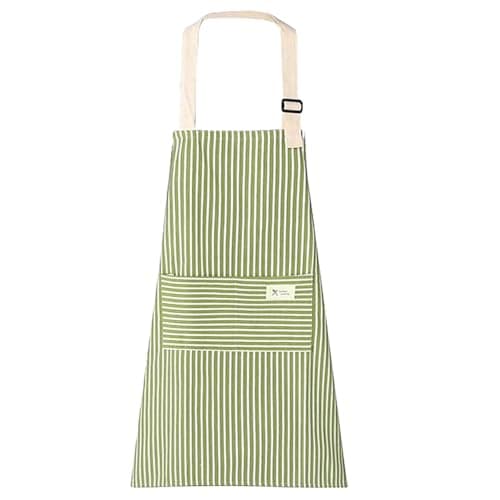 Image of Bailinks Unisex Stripe Apron with Adjustable Straps and two Pockets, Premium Cotton Apron for Cooking, BBQ, Baking, Gardening, and Home Cleaning, Ideal for Chefs and Home Enthusiasts (Green)