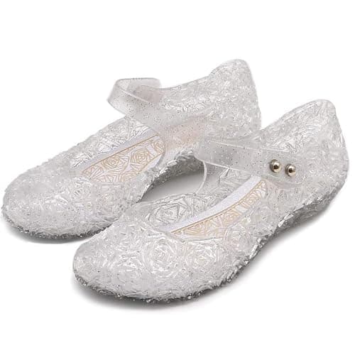 Image of Princess Girls Shoes Cinderella Snow Queen Dress Up Shoes Halloween Cosplay Fancy Dress Up for Girls White