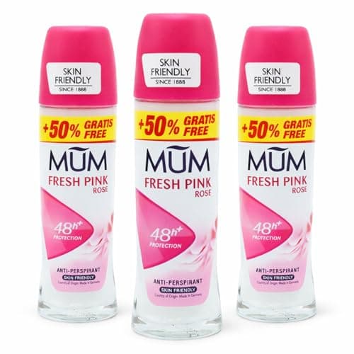 Image of Mum Fresh Pink Rose Roll On Deodorant 75ml +50% Extra Free | 48h Anti-Perspirant Protection, Long Lasting Freshness, Skin Friendly Daily Use for Women (Pack of 3)