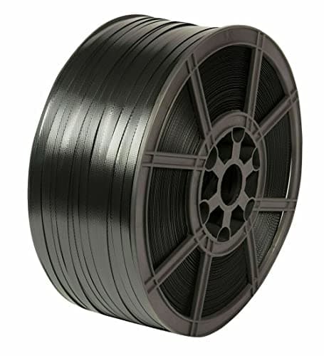 Image of Trojan 1500M Long Heavy Duty Strapping Roll 12mm Wide Black Pastic Hand Pallet Banding 310kg Brake Strain x1 Roll