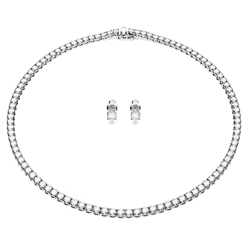 Image of Swarovski Matrix Tennis set, Round cut, White, Rhodium plated