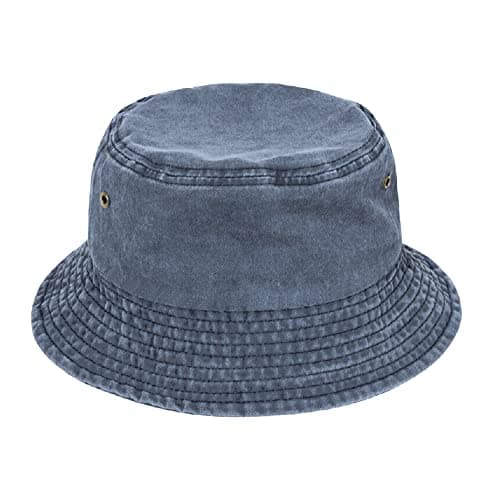 Image of TOSKATOK Pure Washed Cotton Bucket hat UV Sun Protection Breathable Beach Holiday Travel Hat-DENIM-58