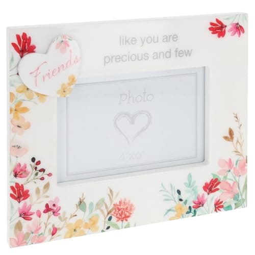 Image of Shudehill Giftware Floral Words Photo Frame 4x6 Sentimental Picture frame for Mum, Nan, Friends and More! (Friends)