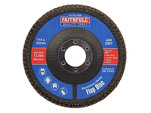 Image of Faithfull Sanding Flap Disk Aluninium Oxide 80 Grit (Medium) 115mm (4.5") For Angle Grinders