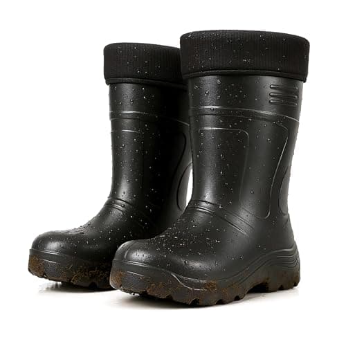 Image of Men’s Thermal Waterproof Wellington Boots - Lightweight EVA Fleece Lined Insulated Wellies - Warm Mens Wellingtons for Fishing, Gardening, Farming, Hunting, and Outdoor Work - Comfortable to -30°C