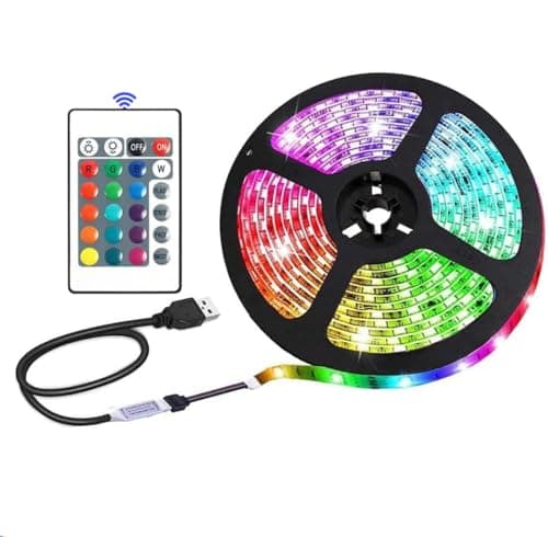 Image of Valletock USB LED Colour Changing Strip Lights with RGB 16 Colours, 24Key Remote Control for Various Decorative Applications (3m)