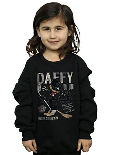 Image of Absolute Cult Looney Tunes Girls Daffy Duck Concert Sweatshirt Black 5-6 Years