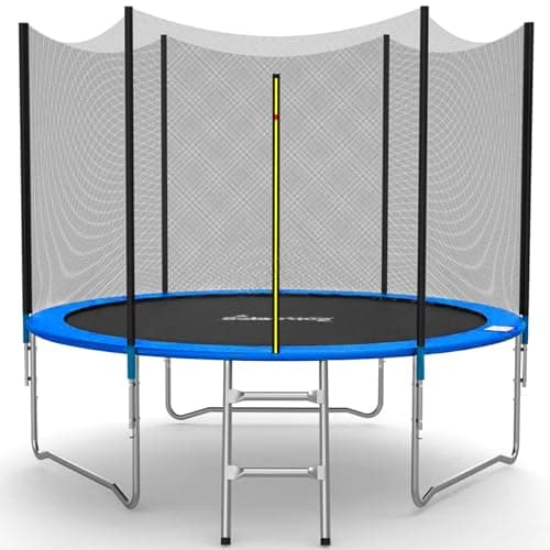 Image of GALACTICA 8FT Round Trampoline Set Outdoor Garden Safety Net Enclosure Spring Jump Mat Padding Ladder GT-TS-01 Blue