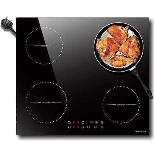 Image of Noxton Plug in Induction Hob, 4 Zones Electric Hob 60cm, Touch Control with Child Safety Lock,UP to 99 Min Timer Black Crystal Glass