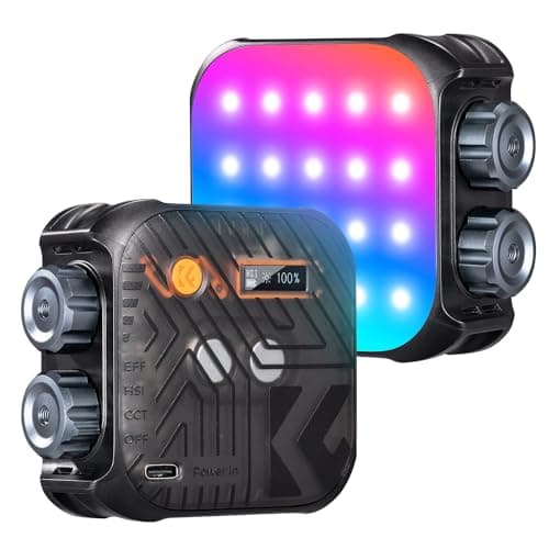 Image of K&F CONCEPT Magnetic RGB Video Light, 360° Full Color Portable Photography Light w 21 Light Effects, 2500K-9900K CRI 96+, Rechargeable Camera Light for Vlog Selfie Studio, Black