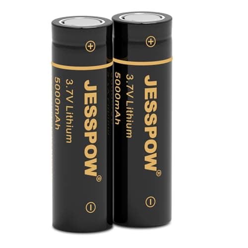Image of 3.7 Volt Rechargeable Batteries, 5000mAh High Capacity Flat Top Battery for Flashlights, Headlamps (Pack of 2，21 X 70mm)