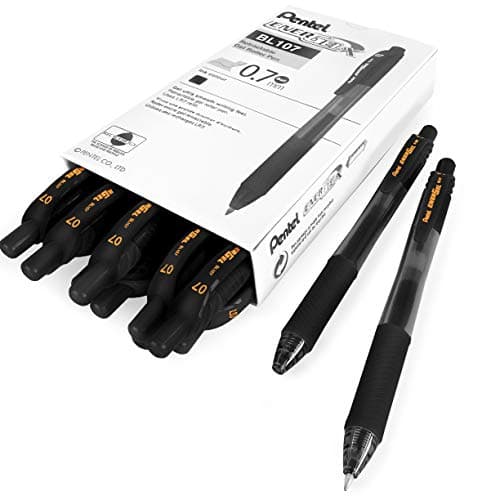 Image of Pentel - Energel X BL107 Retractable Gel Rollerball Pens - 0.7mm - Black Ink - Pack of 12