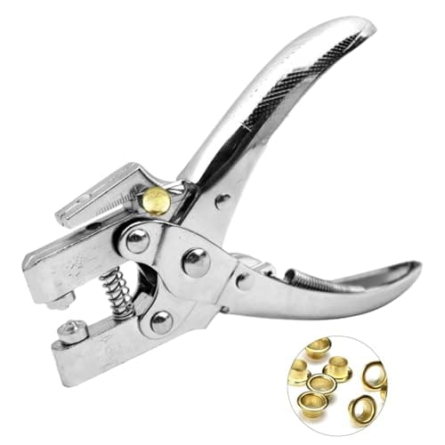 Image of Eyelet Punch Kit with Pliers and Eyelets Leather Hole Punch Grommet Tool with 100Pcs 4.8mm Gold Grommets for Paper Cardboard Leather Belt Cloth Thin Plastic Metal Stud Punch Kit