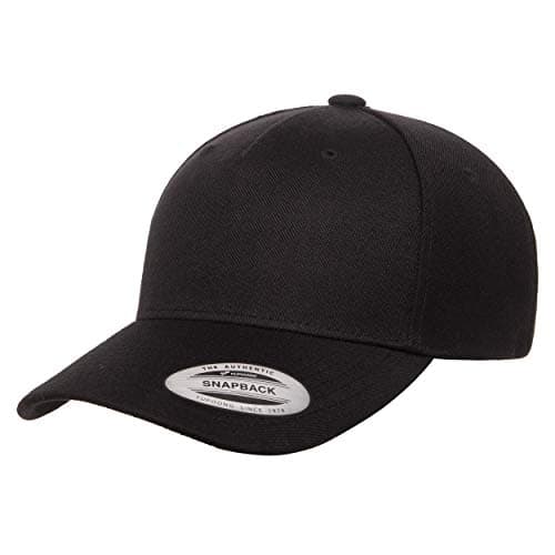 Image of Yupoong Men's YP Classics 5-Panel Premium Curved Visor Snapback Cap, Black, One Size