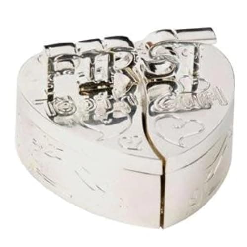 Image of Juliana First Tooth and Curl Heart-Shaped Keepsake Box Set Silver Plated CG140