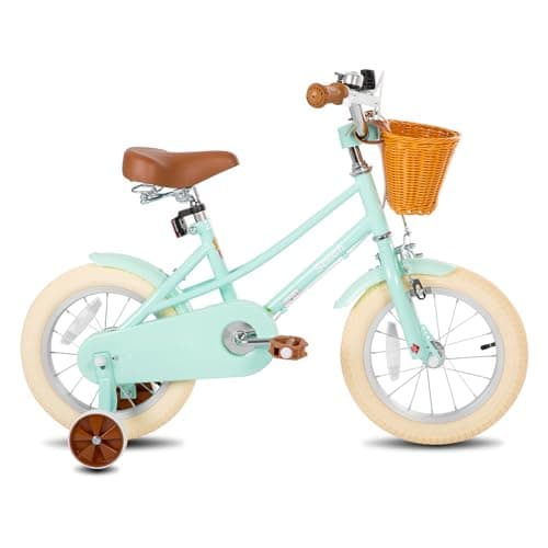 Image of STITCH16 inch Kids Bike for 4-7 Years Girls, 16 Inch Girls Bike with Stabilisers & Basket, Green