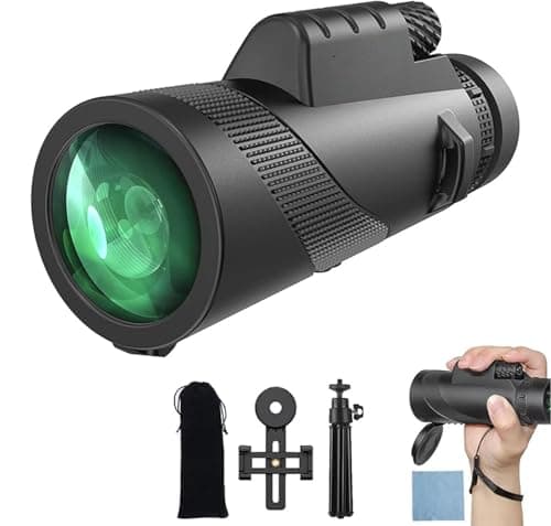 Image of Auricase 12x50 Monocular, Monoculars for Adults, Monocular Telescope High Power, with BAK4 Prisms and FMC Lens, Monoculars for Birdwatching, Hiking, Hunting, Camping, Traveling (Black)