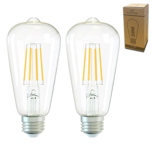 Image of Xnordcaper E27 Dimmable Vintage Edison LED Light Bulbs, 4W Energy Saving ST64 LED Filament Light Bulbs Clear Glass 2700k Warm White E27 Squirrel Cage Retro Edison Screw Bulbs, 40W Equivalent, 2Pack