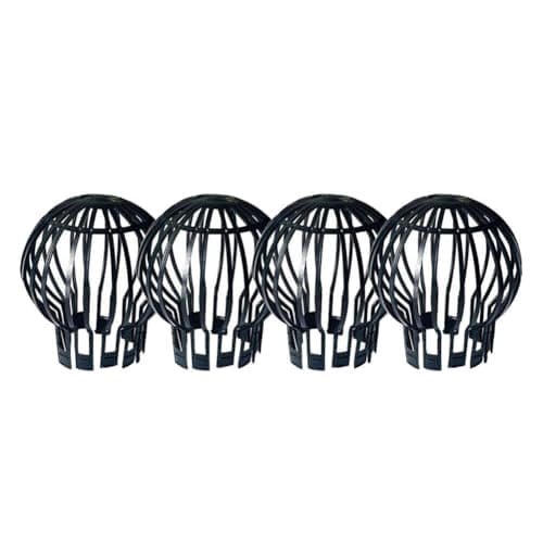 Image of Garden Mile 4 Pack Adjustable Gutter Guards – Black Plastic Downpipe Leaf Filters – Flexible Drainpipe Covers to Prevent Leaves, Moss & Debris Blockages