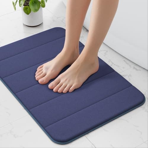Image of wyewye Memory Foam Bath Mat 40x60 cm Navy Blue - Ultra-Soft, Non-Slip, Super Absorbent Bathroom Rug