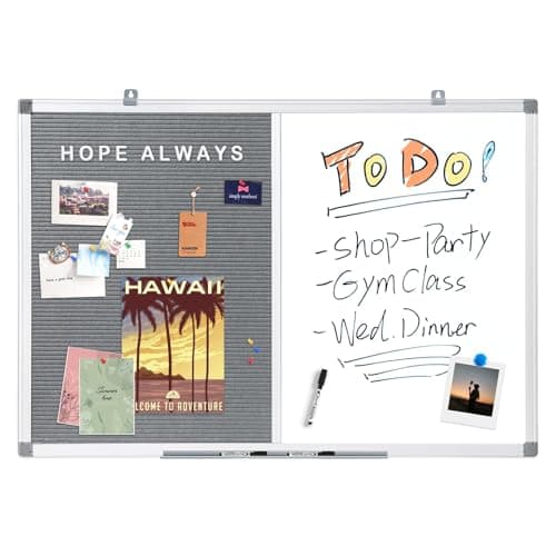 Image of MAKELLO Combination Whiteboard Letter Pin Board for Home, School, Office, Aluminum Frame, Grey Felt, 90x60cm
