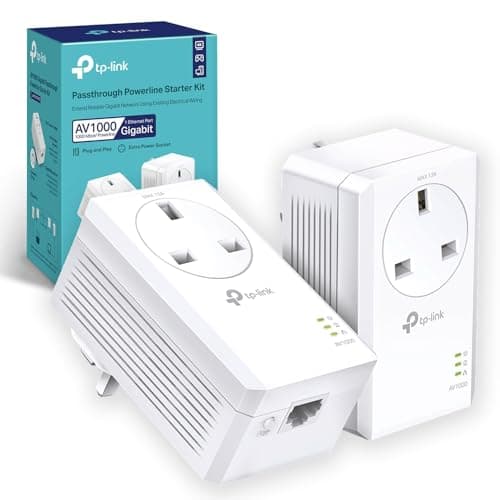 Image of TP-Link TL-PA7017PKIT Gigabit Passthrough Powerline Adapter Starter Kit, Powerline Network Adapters Speed up to 1000 Mbps, 4K Video Streaming & Online Gaming, No Configuration Required, Plug and Play