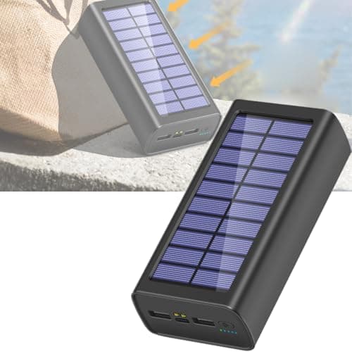 Image of Gorger Solar Power Bank 30000/50000/100000mAh, Portable Outdoor Charger Waterproof, High-Capacity Phone Charger with LED Light, Dual USB for Camping, Hiking, Travel, Cycling（Black） (Black,100000)