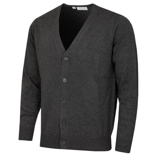 Image of Calvin Klein Mens Blackthorn V-Neck Soft Cardigan - Charcoal Marl - XL