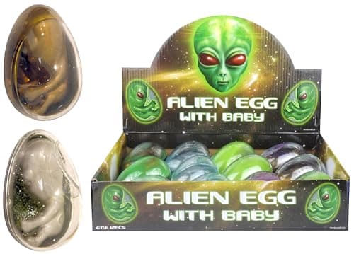 Image of Henbrandt 3 Assorted Colours Stretchy Space Alien Embryo In Goo & Hard Egg Shell