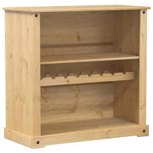 Image of Corona Wine Cabinet Solid Pine Wood with Honey Wax Finish 107.5 x 51 x 105.5 cm Storage Space for Wine Bottles with Drawer and Door for Kitchen Dining Room Cellar Bar