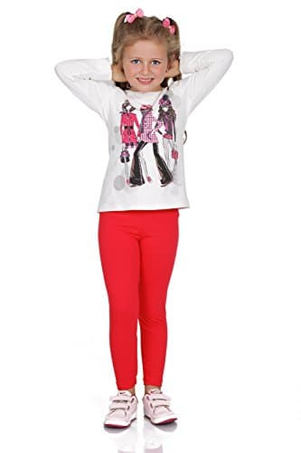 Image of FUTURO FASHION Girls Children Full Length Plain Cotton Leggings Cycling Casual Wear Infant Trousers Leggings Solid Tights Pants for Kids 7 Years Red Child