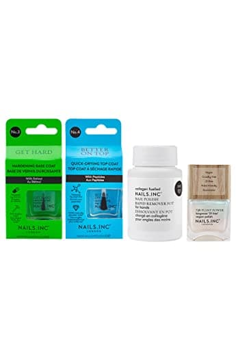 Image of Nails.INC Healthiest Mani 4-Piece Nail Treatment Set – Strengthening Nail Care Kit with Hardening Base Coat, Quick-Dry Top Coat, Collagen Nail Polish Remover & 75% Plant-Based Nail Treatment