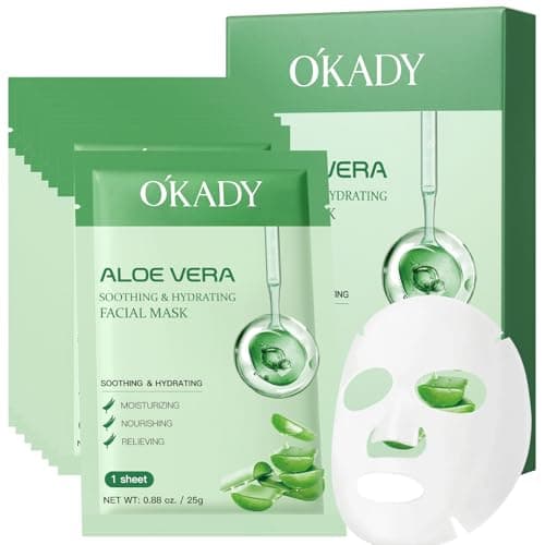 Image of Pack of 8 - Aloe Vera Face Mask - Face Mask Skincare,Hydrating Soothing Facial Masks with Hyaluronic Acid & Collagen, for All Skin Types Sensitive Skin Daily Care