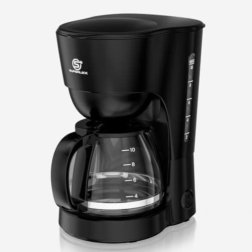 Image of SUPERLEX Filter Coffee Machine 1.25L Drip Coffee Maker 600W with Fast Brewing Anti Drip Keep Warm Function Reusable Nylon Filter Automatic Turn-Off Boil Dry Protection Black