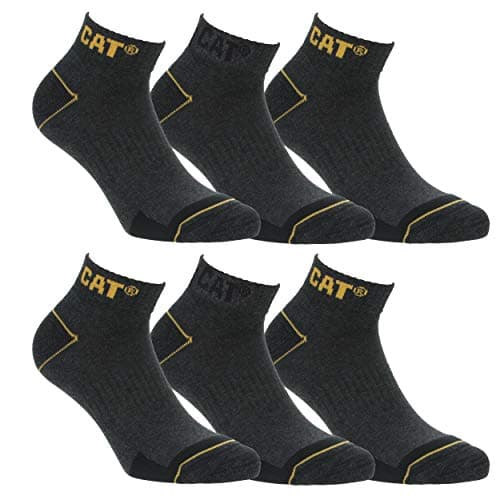 Image of Caterpillar 6 Pairs Men's Work Sneakers Reinforced Heel and Toe Excellent Quality Cotton Sponge (11-14, Grey)
