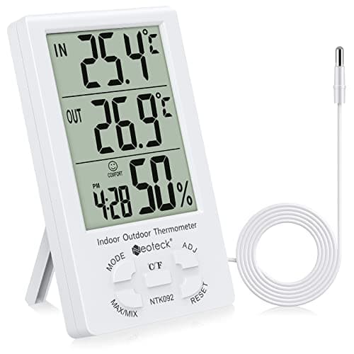 Image of Neoteck Thermometer Hygrometer LCD Digital Indoor Outdoor Hygrometer Humidity Thermometer Temperature Meter Min/Max Value 1.5m Sensor Wire for the Management of Air Conditioning Office Hotel Room