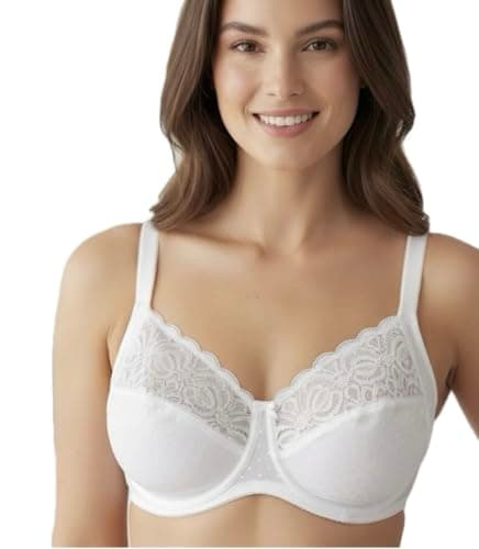 Image of Ladies Fuller Bust Underwired Non Padded White Bra Ex Premium Store F to J Cups (UK, Cup & Band, H, 32, White)