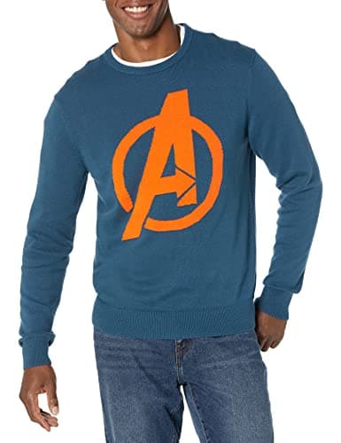 Image of Amazon Essentials Disney | Marvel | Star Wars Men's Crew Sweaters, Avengers Logo - Mens, S