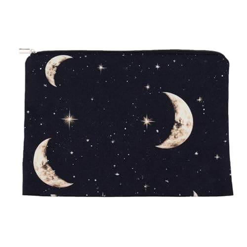 Image of NICENEEDED Cute Makeup Bag for Purse, Boho Chic Crescent Moon Cosmetic Bag for Women, Travel Toiletry Funny Zipper Pouch 8.9 x 6.5 Inch