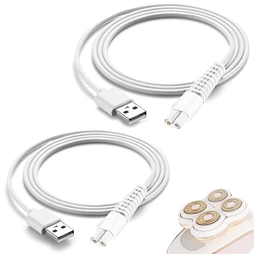 Image of 2 Pack Hair Remover Charger Cord Shaver USB Cable Electric Trimmer Charger Cable Charging Cable for Finishing Touch Flawless Legs, White