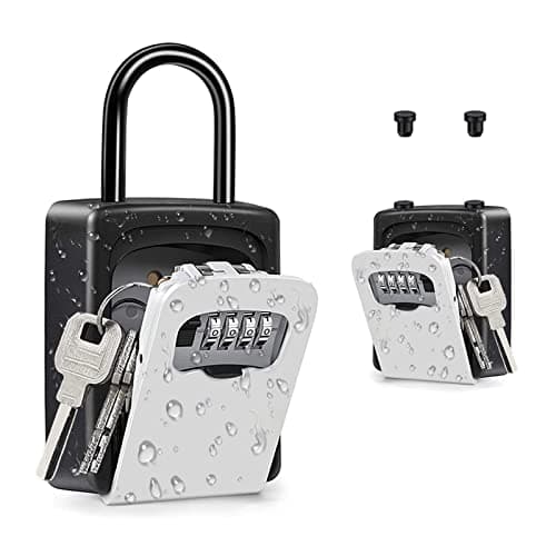 Image of ZHEGE Portable Key Safe, Padlock Key Safe Box with Removable Shackle (Free of Installation) Door Handle Combination Lock Box for Home, Office, Contractors, Airbnb Rental, Spare Key Security (Grey)