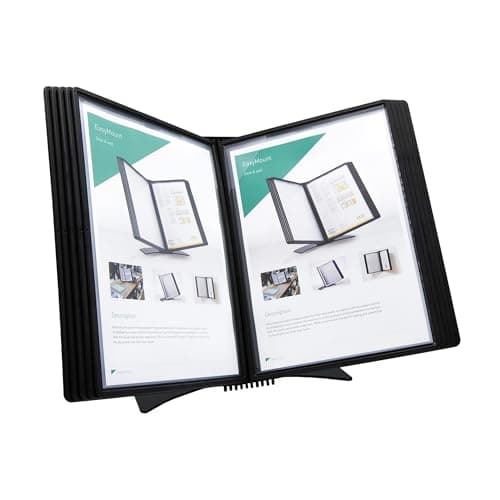 Image of TARIFOLD Desktop Reference and Display System 10 Double-Sided Polypropylene Pockets Black-Framed Letter-Size (EZD771)